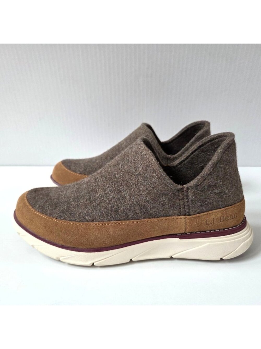 LL Bean Shoes Womens 9 Brown Wool Downeast Slip Ons Loafers